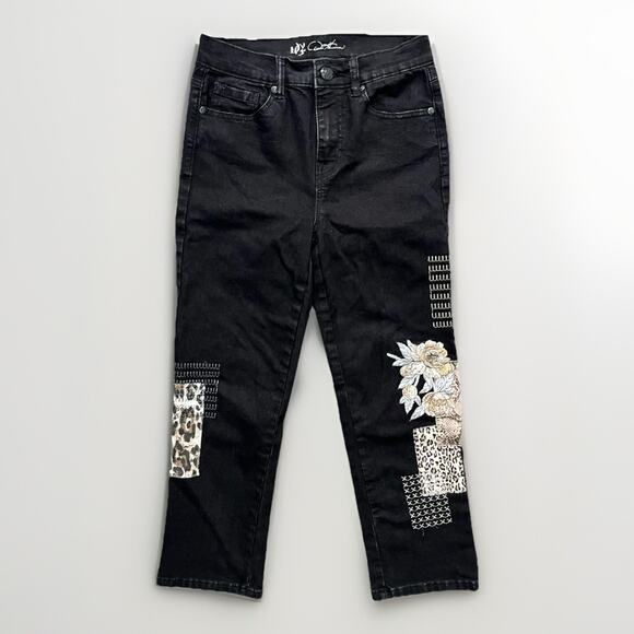 DG2 Diane Gilman Women’s Size 4T Black Patchwork Embroidered Jeans Stretch - Picture 1 of 7